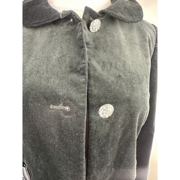 *Flaw Lily Pulitzer Velvet Rhinestone Button Cropped Jacket Black Womens Size 10 - Picture 14 of 16